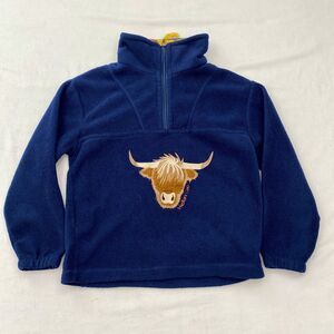 Shire Classics Fleece Pullover Jacket Embroidered Highland Cow Blue Boys Large